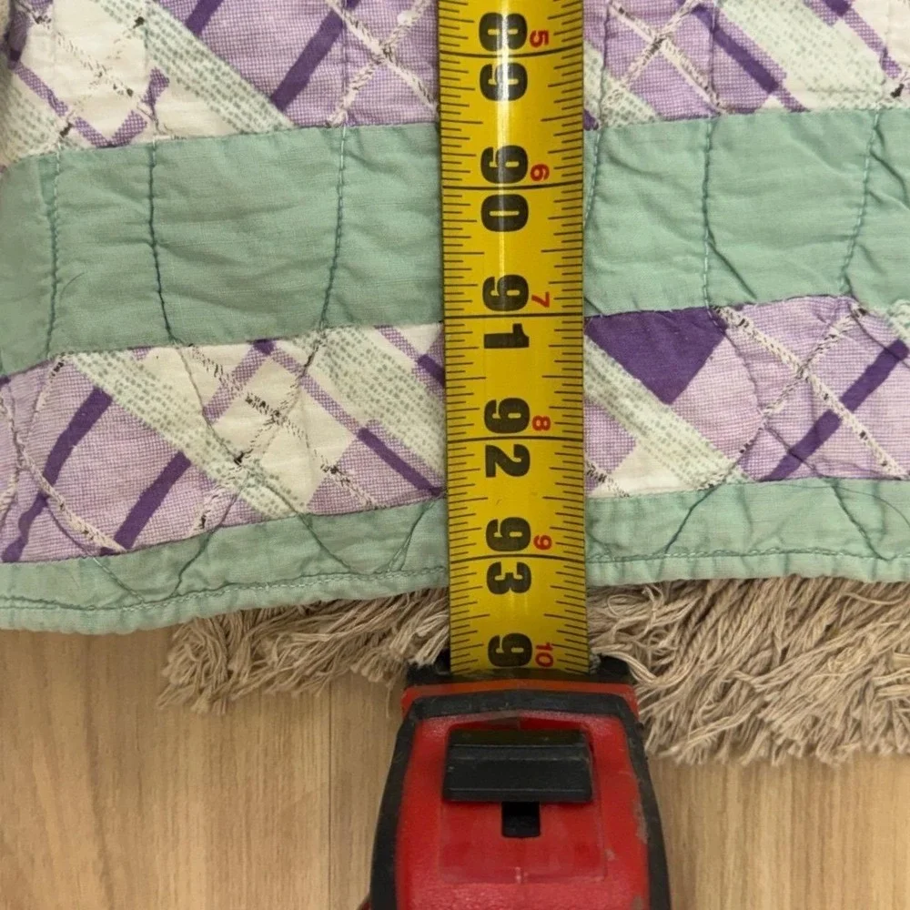Vintage Hand Quilted Quilt Cutter Salvage Textile Feedsack Era Green Purple